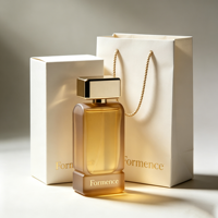 Flacons de parfum vides en verre ambré rectangulaires personnalisés, bouchon doré en forme de T, sac cadeau, boîte artisanale, flacons vaporisateurs de parfum