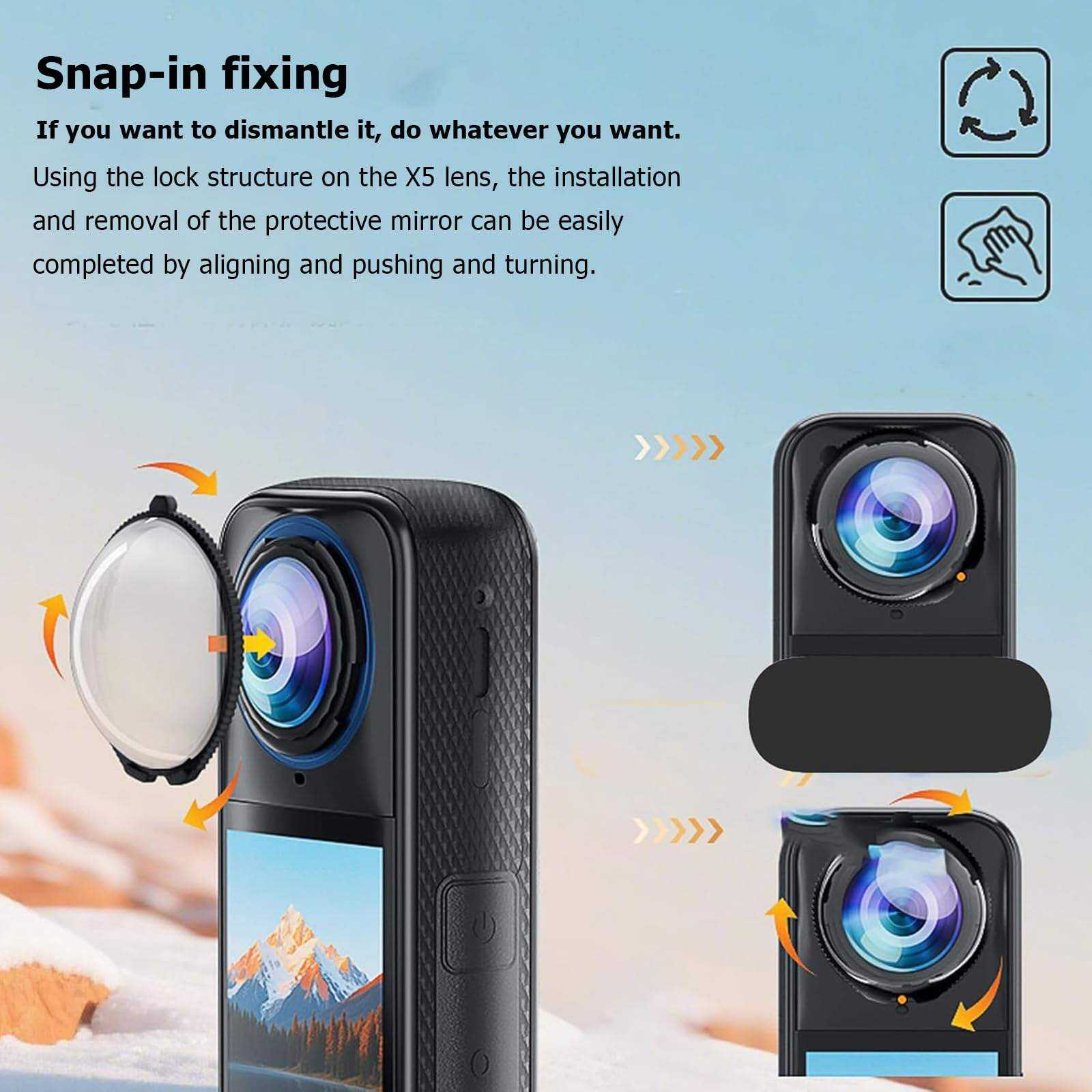 HONGDAK for Insta360 X5 AccessoriesOptical Glass Plastic Lens Guards for Insta X5 Rotatable Glass Camera Protective Protector