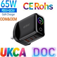 Chargeur rapide GaN Tommox 65W à 3 ports PD3.0 USB-C, adaptateur mural pour MacBook, station d'alimentation portable OEM/ODM