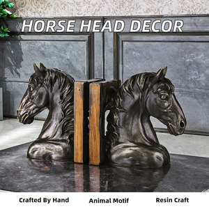 קישוט בצורת ראש סוס עשוי שרף לעיצוב הבית והמשרד, דגם אלגנטי לקישוט מדפי ספרים לחדר עבודה, סלון וחדר שינה - Product Image 2