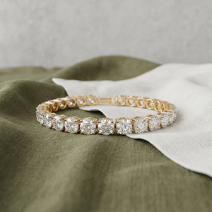 Bracelet tennis en argent 925 avec moissanite ronde, ton jaune, bijoux fins, chaîne de poignet de luxe - Product Image 5