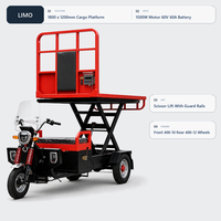 Chariot élévateur à ciseaux électrique avec plateforme de 1800 x 1200 mm, type carrosserie ouverte, véhicule de transport, tricycles électriques de fret