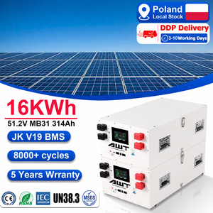 Batterie lithium-ion 16 kWh en stock UE, 51,2 V 48 V MB31 314 Ah LiFePO4 avec BMS JK V19, batteries solaires domestiques 16 kWh - Product Image 1