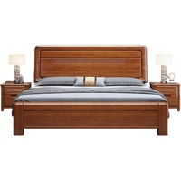 Revêtement moderne en cuir de lit en bois king size pour le rangement des meubles de chambre