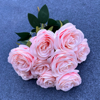 9-köpfiger Rosenstrauß Künstliche Blumen Seidenblumen Heimdekoration Gelber Simulationsrosenstrauß Hochzeitsblumen