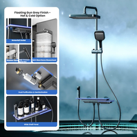 Système de douche filtrant à la vitamine C avec affichage LED de la température, commande par touches piano, étagère large et douche pluie surélevée