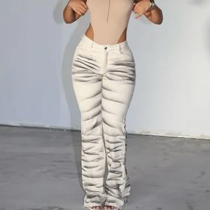 Pantalones Vaqueros Rectos de Mezclilla con Efecto Salpicado y Aerógrafo Estilo Vintage para Mujer, Venta al por Mayor - Product Image 1