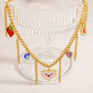 Collier en alliage de zinc en forme de cœur, couleur or 18 carats, chaîne de clavicule pour femmes, bijoux cadeau, accessoire de mode - Product Image 2