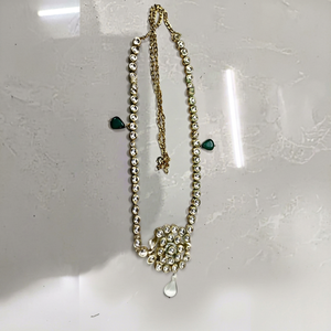 Cadena de Vientre Étnica Geométrica Kundan con Perlas de Imitación y Aleación de Cobre Bañada en Oro para Aniversario - Product Image 1