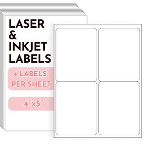 4x5 Inch Matte White Printable Shipping Address Labels 4-Up 40 Sheets Compatible Laser Inkjet <b>Printer</b> For Mailing Packaging - Product Image 1