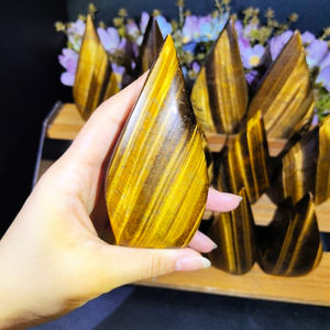 Grote groothandel natuurlijke kristallen <span class=keywords><strong>ornament</strong></span> 10cm gele tijgeroog steen <span class=keywords><strong>ornament</strong></span> toren voor decoratie - Product Image 2