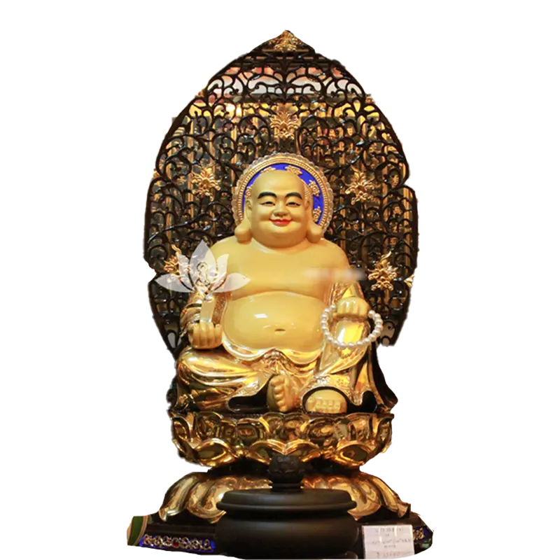 Verguld Bronzen Boeddha Ornamenten Maitreya Lachend Gezicht Boeddha Maitreya Boeddha Standbeeld