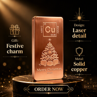 Barres de cuivre de Noël 1 kg, pureté 99,9 %, gravées au laser, finition brossée, cadeau