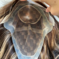 Perruque Full Lace sans colle, dentelle HD, nœuds blanchis, cheveux de bébé, couleur piano avec mèches, perruque médicale pour femmes atteintes d'alopécie