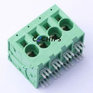 JL271R-10004G01 Spring Terminal Block Bent Lead Through Hole,P=10mm Connector 1x4P 10mm Green Right Angle Insert - Product Image 1