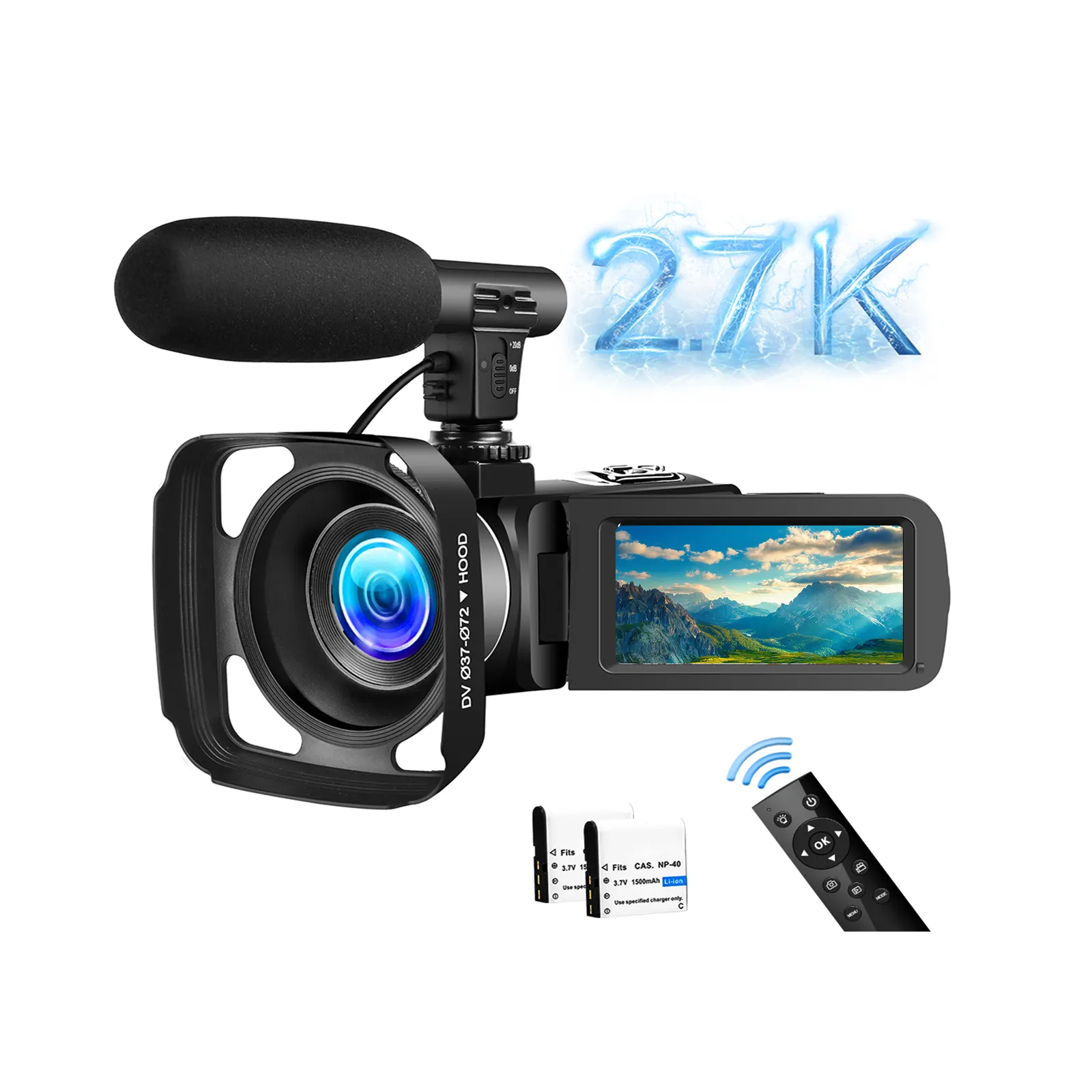 2.7K Video Camera Camcorder 48MP FHD Vlogging Camera 16X Zoom 3.0 Inch Screen Digital Camera with Stabilizer
