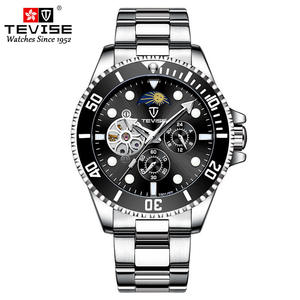 Montre mécanique pour homme TEVISE T801-002 personnalisée, bracelet en acier inoxydable, phase de lune, affichage 24H, cadran lumineux, approvisionnement en gros en usine - Product Image 3