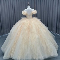 Robe de bal robe de soirée Quinceanera Puffy perles Appliques bohème dentelle cristal parole longueur robes de mariée fleur naturelle