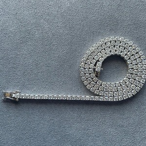 Collier Chaîne Tennis en Moissanite de Bonne Qualité, Plaqué Argent, Classique AFAR JEWELS pour Femmes et Hommes, Cadeaux pour Mariage, Anniversaire - Product Image 3