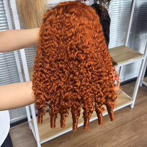 Parrucca Frontale HD in Pizzo Ricci Burmesi Arancione Zenzero, 100% Capelli Umani Vergini, Pizzo Trasparente 13x6 per Donne con Capelli Ricci, Pre-Piumata - Product Image 1