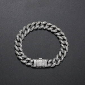 Pulsera Cubana de 12 mm con Hebilla de Caja, Estilo Hip Hop, con Zirconia Completa, para Hombre, de Moda Tanjing, Collar Lijing - Product Image 2