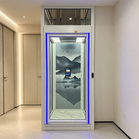 Ascenseur de luxe pour villa, hôtel et maison, contemporain, intelligent, hydraulique, sans engrenages, dimensions personnalisées, cadre en acier haute résistance, CE