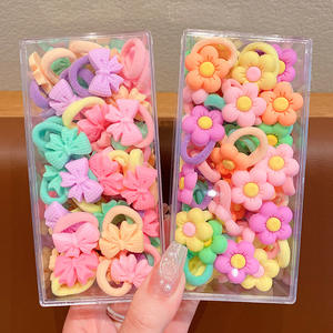 Caja de 20 piezas personalizada, lazos para el pelo de tela elástica alta para niños, banda de goma de frutas coloridas de dibujos animados bonitos, accesorios para el cabello para bebés - Product Image 2