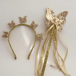 Lot de 2 baguettes de fée et serre-têtes pour enfants - Fournitures de fête pour Ramadan et remise de diplômes - Bâtons magiques scintillants colorés - Product Image 1