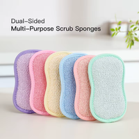 Éponge à vaisselle réutilisable en cellulose de polyester de qualité supérieure, double face, super absorbante, pour le nettoyage de la cuisine