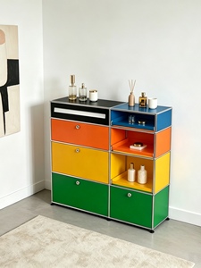 Modern Mid-century Stainless Steel Sideboard Living Room Home Modular Storage Unit 4 Shelves Colorful Finishes - Product Image 3