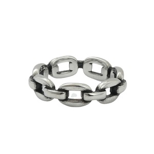 Men's Titanium Steel Chain <b>Ring</b> Silver Retro Punk Style Geometric Design 280622 - Product Image 5