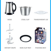 Penggiling Makanan Elektrik 2L 3L Otomatis, Penggiling Daging Kaca Stainless Steel, Pemotong Daging, Penggiling Daging oleh Meat Mincer Mixeur