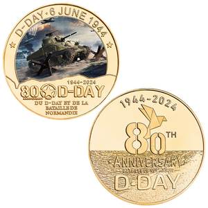 Pièces de monnaie commémoratives de la D-Day, 75e et 80e anniversaire, design personnalisé, fabrication en gros, cadeaux pour hommes - Product Image 6