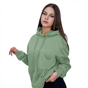เสื้อฮู้ดสีเขียวเซจสำหรับผู้หญิง ผ้าฝ้ายถัก 100% แขนยาว สีพื้น ระบายอากาศได้ดี มีกระเป๋า เหมาะสำหรับใส่ในฤดูใบไม้ร่วง - Product Image 4