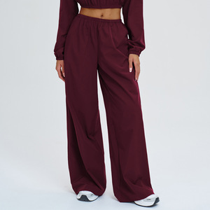 Abbigliamento da Palestra per Donne, <span class=keywords><strong>Pantaloni</strong></span> a Gamba Larga <span class=keywords><strong>con</strong></span> Vita Elastica Regolabile e <span class=keywords><strong>Tasche</strong></span> <span class=keywords><strong>Laterali</strong></span> per Corsa all'Aperto e Uso Quotidiano - Product Image 3