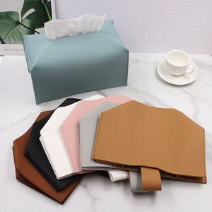 RTS Pu Leather Waterproof Rectangular <b>Tissue</b> Box Cover Portable Napkin Dispenser Foldable Organizer <b>Paper</b> Holder for Home Office - Product Image 2