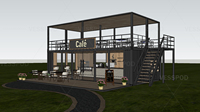 Café préfabriqué mobile de 30 pieds, restaurant en conteneur à double étage, café