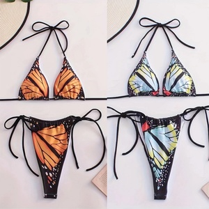 Nuevo Conjunto de Bikini de Dos Piezas con Tirantes Finos y Corte Modesto 2025, de Spandex/Poliéster de Secado Rápido, con Tanga en V, Marca Privada - Product Image 2