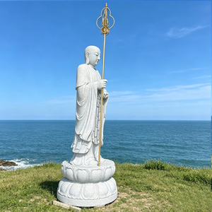 Statue de Bouddha Ksitigarbha, Liontin, Bodhidharma, <span class=keywords><strong>Jizo</strong></span>, Sculpture Zen en Pierre Naturelle, Grande Statue Debout à Vendre - Product Image 4