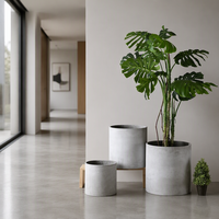 Grand pot en ciment 40x40x40cm rond léger pour décoration de sol intérieur/extérieur