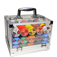 1000 Stück Casino Pokerchips Karten Tisch Texas Keramik-Kartenspielzeug Box Acryl-Etui Leeres Pokerchips-Set Hersteller