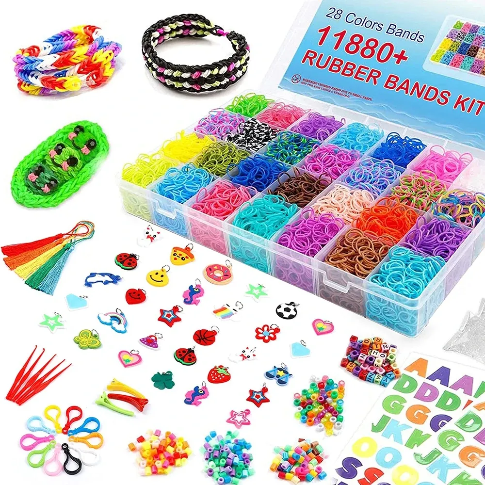 1 set/box Rubber Loom Band Bracelet Kit Colorful Beads Tool Set for DIY jewelry Making Girls Friendship Bracelets Gifts