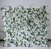 Künstliche Seidenrosen-Blumenwand Hintergrund 2,4m X 2,4m Weiß für Hochzeit Valentinstag & Party-Dekoration