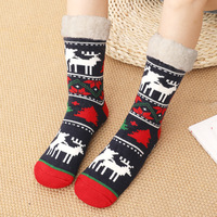 Chaussettes-pantoufles personnalisées en sherpa chaudes et douillettes à motif de dessin animé pour Noël, chaussettes épaisses doublées de polaire sherpa, chaussettes sherpa personnalisées