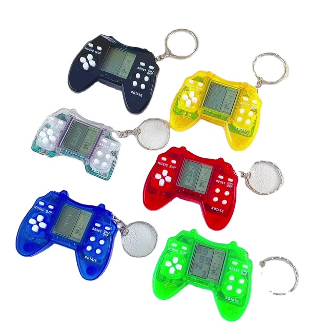 New Video Game Controller Machine Mini Video Gaming Machine Console Keychain Electronic Puzzle Game Handle Stacking Block Game