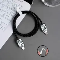 Vague de fleur noire 5 pièces accessoires d'enrouleur de protecteur de câble de données de charge pour iPhone 18/20w chargeur housse de protection