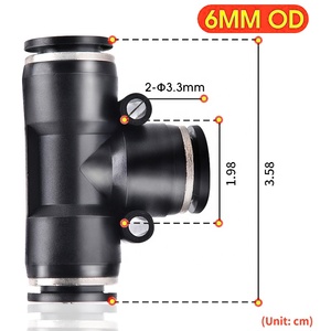 Đen Nhựa PE 3 Cách Liên Minh <span class=keywords><strong>Tee</strong></span> Nối Nhanh Chóng Kết Nối Hose Phù Hợp - Product Image 2