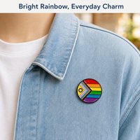 Épinglette Ronde en Émail Souple Drapeau Arc-en-ciel Fierté LGBT, Broche Personnalisée en Métal, Vente en Gros OEM ODM Marque Privée
