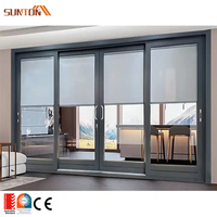 Portes de patio coulissantes modernes en aluminium à double vitrage, taille personnalisée, résistant aux ouragans