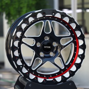 <span class=keywords><strong>Rines</strong></span> HTOR de 17 Pulgadas 5x114.3 5x127 Forjados para Carreras, <span class=keywords><strong>Rines</strong></span> Beadlock Negros con Línea Roja, Aptos para Camioneta <span class=keywords><strong>Cherokee</strong></span> <span class=keywords><strong>XJ</strong></span> Wrangler TJ Buggy - Product Image 2